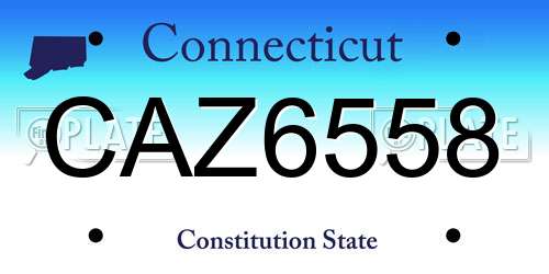 CAZ6558 Connecticut License Plate