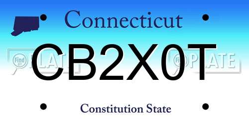 CB2X0T Connecticut License Plate