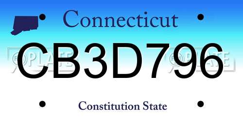 CB3D796 Connecticut License Plate
