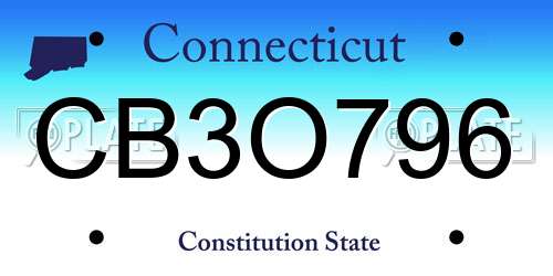 CB3O796 Connecticut License Plate