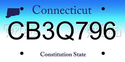 CB3Q796 Connecticut License Plate