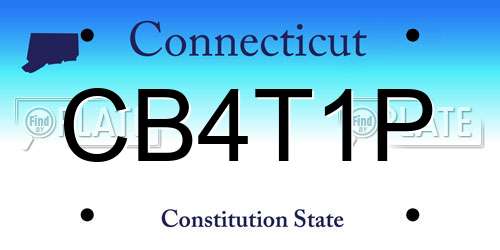 CB4T1P Connecticut License Plate