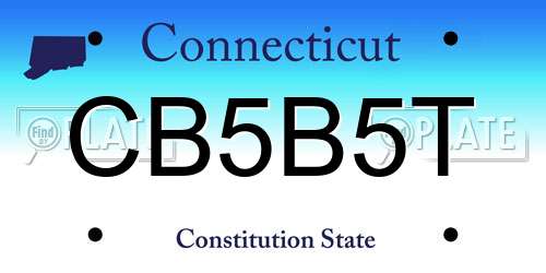 CB5B5T Connecticut License Plate
