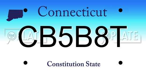 CB5B8T Connecticut License Plate