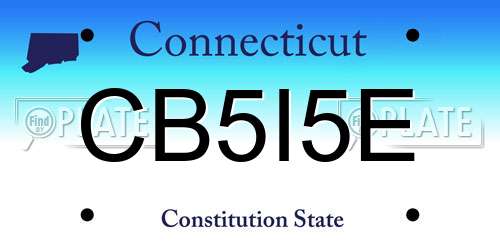 CB5I5E Connecticut License Plate