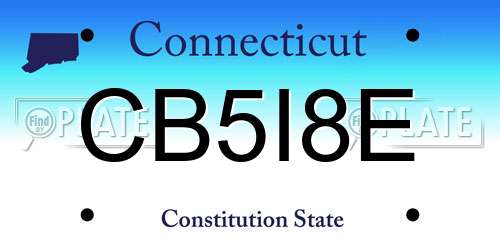 CB5I8E Connecticut License Plate