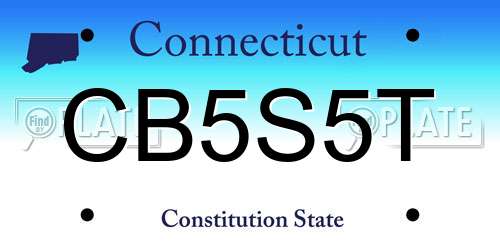 CB5S5T Connecticut License Plate