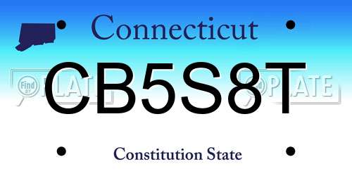 CB5S8T Connecticut License Plate