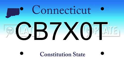 CB7X0T Connecticut License Plate