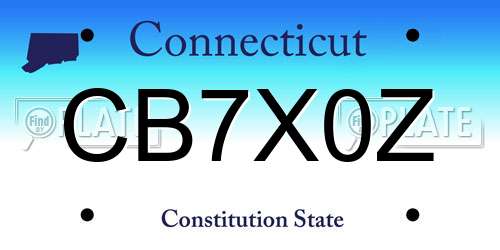 CB7X0Z Connecticut License Plate