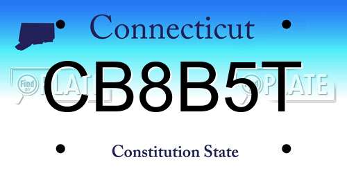 CB8B5T Connecticut License Plate
