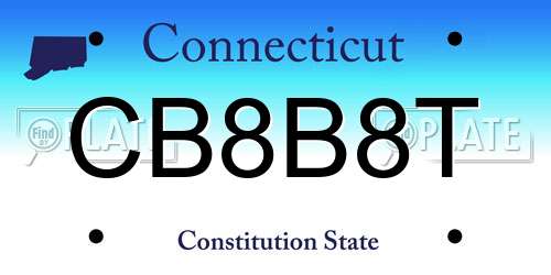 CB8B8T Connecticut License Plate