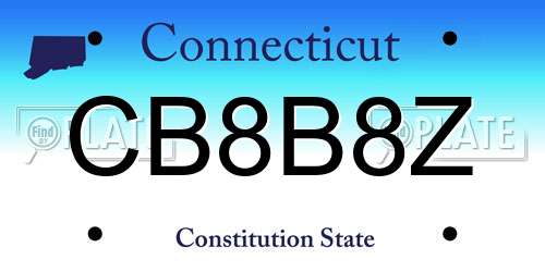 CB8B8Z Connecticut License Plate