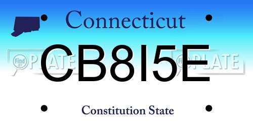 CB8I5E Connecticut License Plate