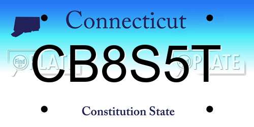 CB8S5T Connecticut License Plate