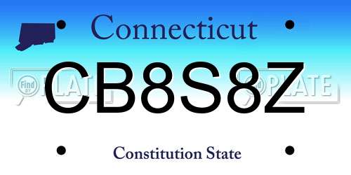 CB8S8Z Connecticut License Plate