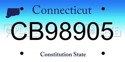 CB98905 Connecticut License Plate