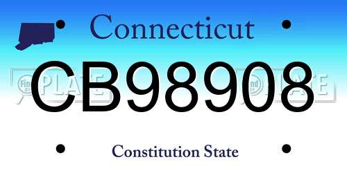 CB98908 Connecticut License Plate