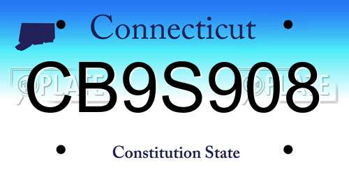 CB9S908 Connecticut License Plate