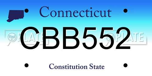 CBB552 Connecticut License Plate