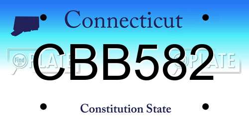 CBB582 Connecticut License Plate