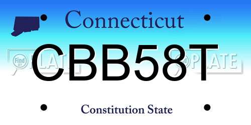 CBB58T Connecticut License Plate