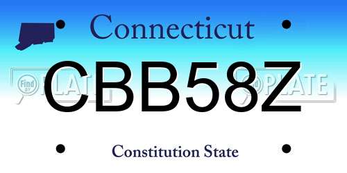 CBB58Z Connecticut License Plate
