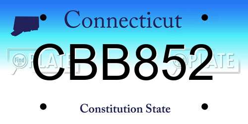 CBB852 Connecticut License Plate