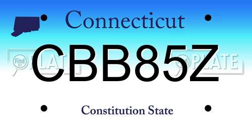 CBB85Z Connecticut License Plate