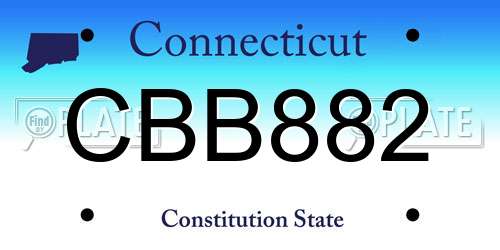 CBB882 Connecticut License Plate