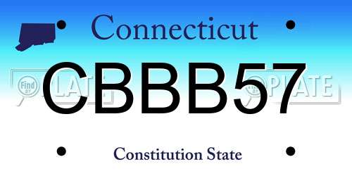 CBBB57 Connecticut License Plate