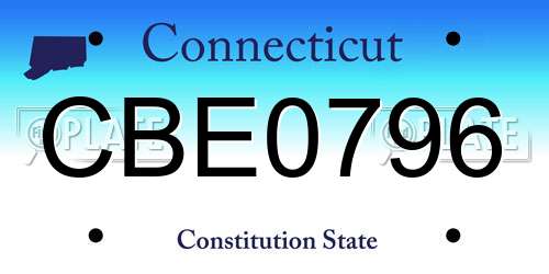 CBE0796 Connecticut License Plate