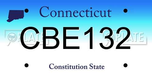 CBE132 Connecticut License Plate