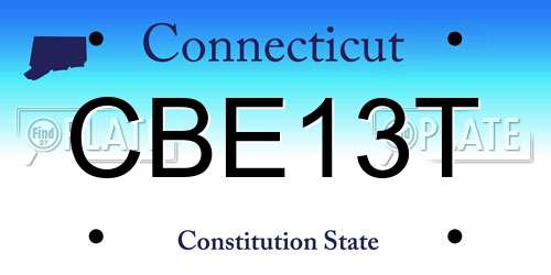 CBE13T Connecticut License Plate