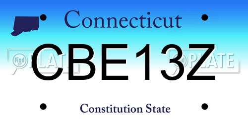 CBE13Z Connecticut License Plate