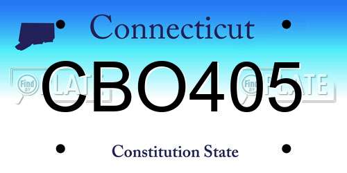 CBO405 Connecticut License Plate