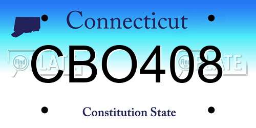 CBO408 Connecticut License Plate