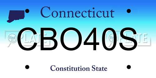 CBO40S Connecticut License Plate