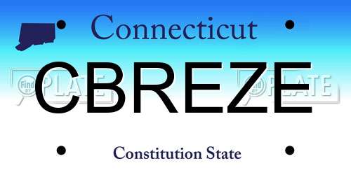 CBREZE Connecticut License Plate