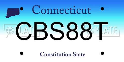CBS88T Connecticut License Plate