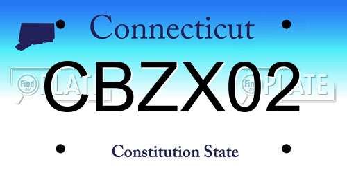 CBZX02 Connecticut License Plate