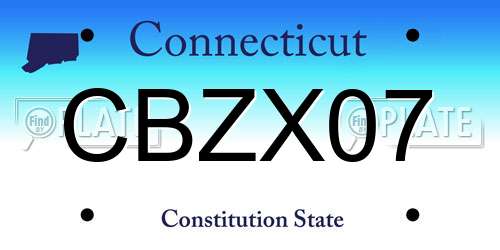 CBZX07 Connecticut License Plate