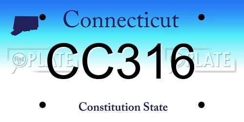 CC316 Connecticut License Plate