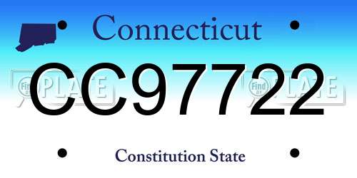 CC97722 Connecticut License Plate