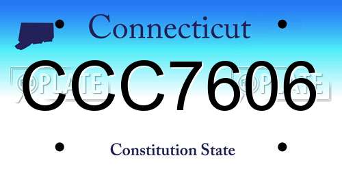CCC7606 Connecticut License Plate