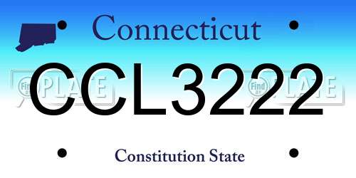 CCL3222 Connecticut License Plate