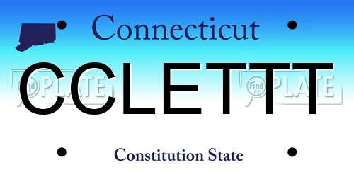 CCLETTT Connecticut License Plate