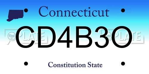 CD4B3O Connecticut License Plate