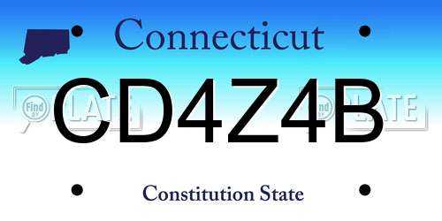 CD4Z4B Connecticut License Plate