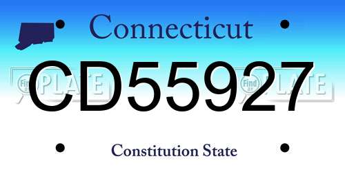 CD55927 Connecticut License Plate